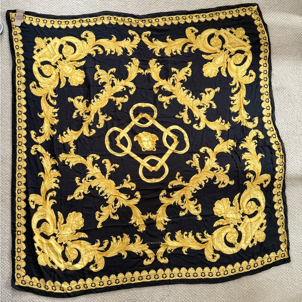 Versace Black and Gold Scarf Authentic